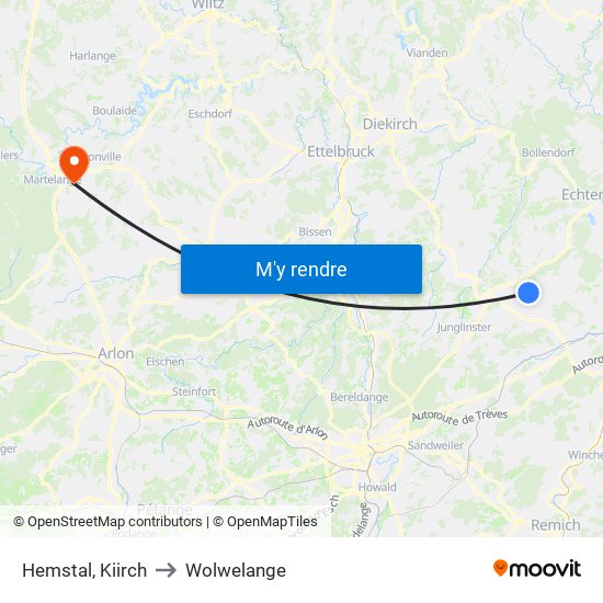 Hemstal, Kiirch to Wolwelange map