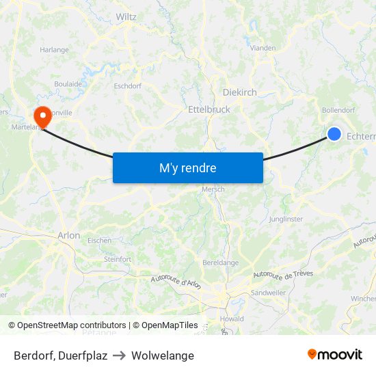 Berdorf, Duerfplaz to Wolwelange map