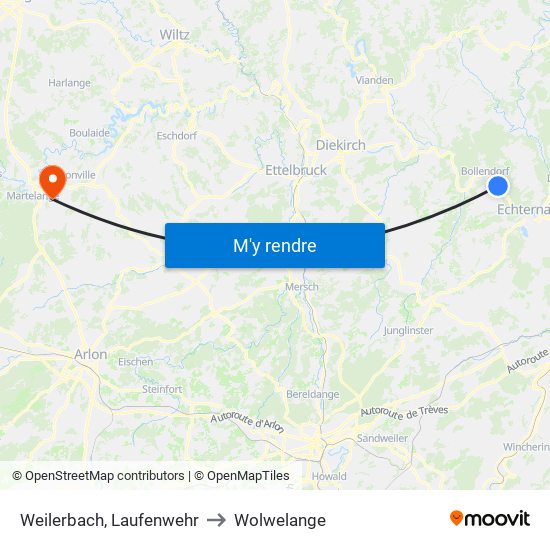 Weilerbach, Laufenwehr to Wolwelange map