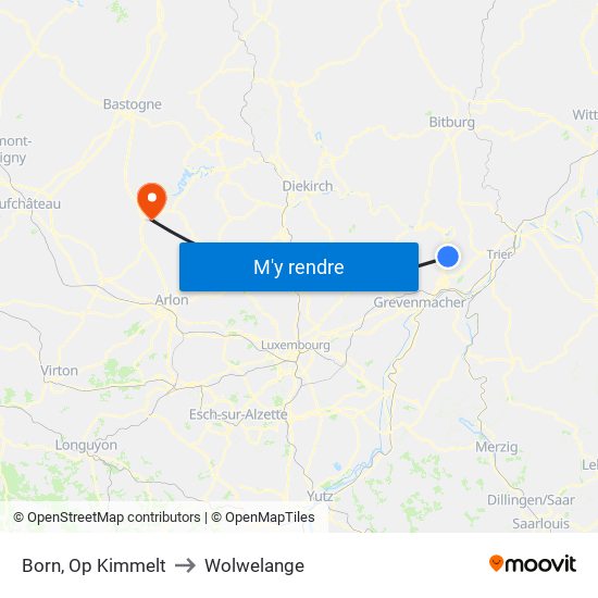 Born, Op Kimmelt to Wolwelange map