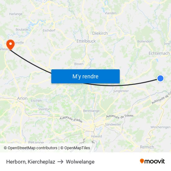 Herborn, Kiercheplaz to Wolwelange map