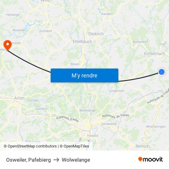 Osweiler, Pafebierg to Wolwelange map