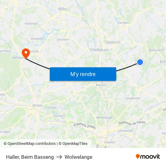 Haller, Beim Basseng to Wolwelange map