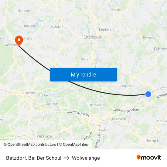 Betzdorf, Bei Der Schoul to Wolwelange map