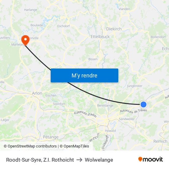 Roodt-Sur-Syre, Z.I. Rothoicht to Wolwelange map