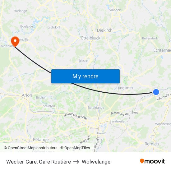 Wecker-Gare, Gare Routière to Wolwelange map