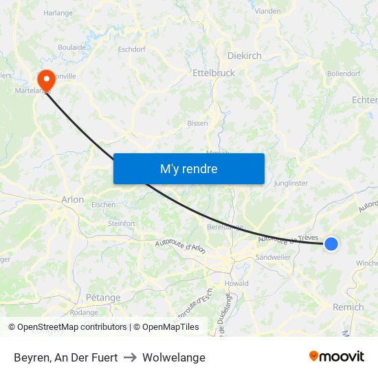 Beyren, An Der Fuert to Wolwelange map