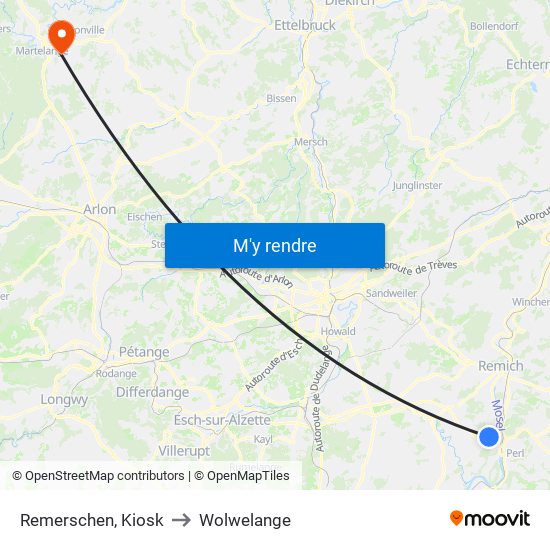 Remerschen, Kiosk to Wolwelange map