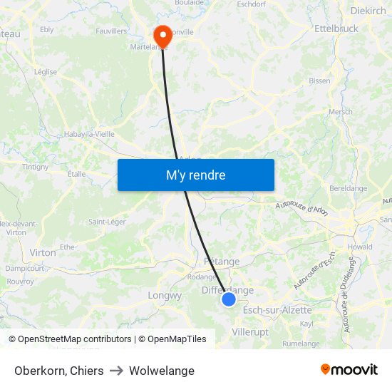 Oberkorn, Chiers to Wolwelange map