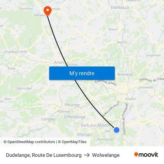 Dudelange, Route De Luxembourg to Wolwelange map