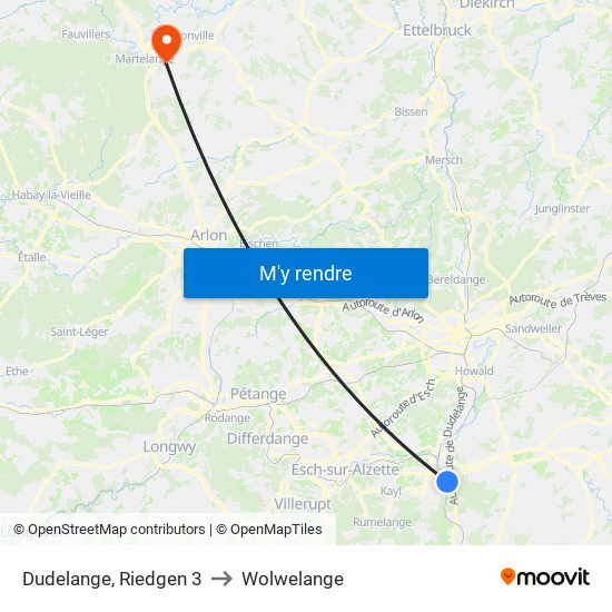 Dudelange, Riedgen 3 to Wolwelange map