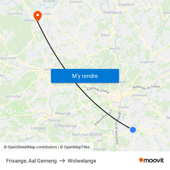 Frisange, Aal Gemeng to Wolwelange map