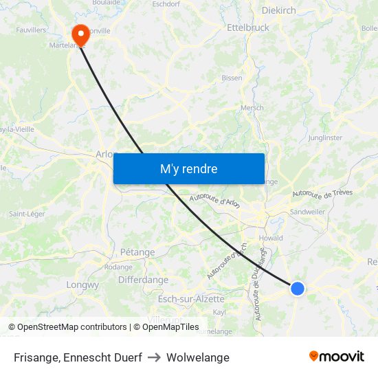 Frisange, Ennescht Duerf to Wolwelange map