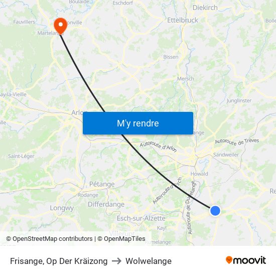 Frisange, Op Der Kräizong to Wolwelange map