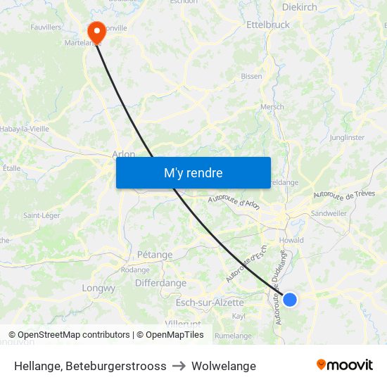 Hellange, Beteburgerstrooss to Wolwelange map