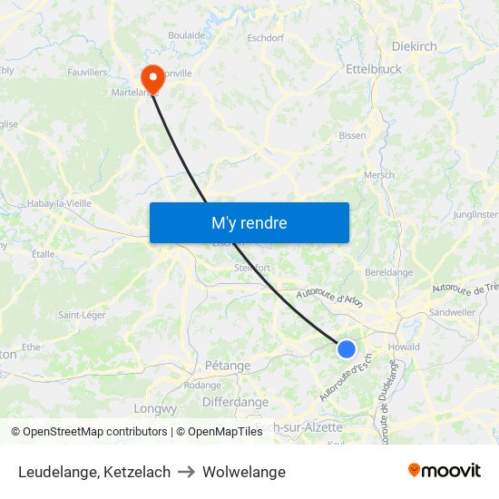 Leudelange, Ketzelach to Wolwelange map