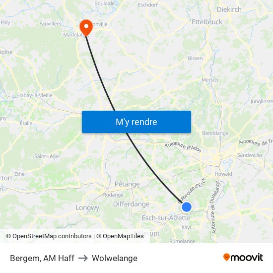 Bergem, AM Haff to Wolwelange map