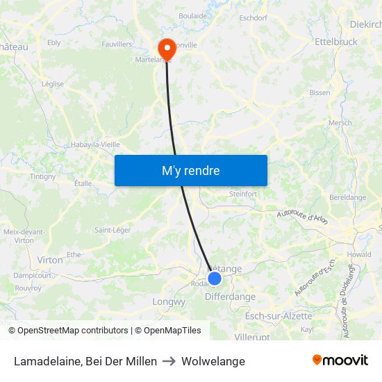 Lamadelaine, Bei Der Millen to Wolwelange map