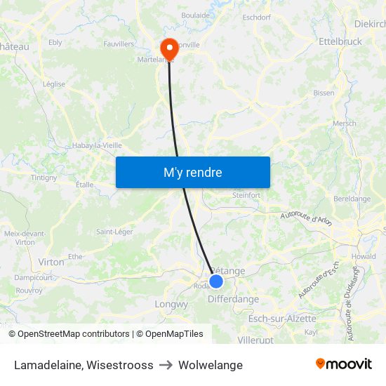 Lamadelaine, Wisestrooss to Wolwelange map