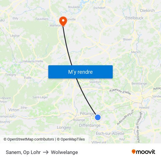 Sanem, Op Lohr to Wolwelange map