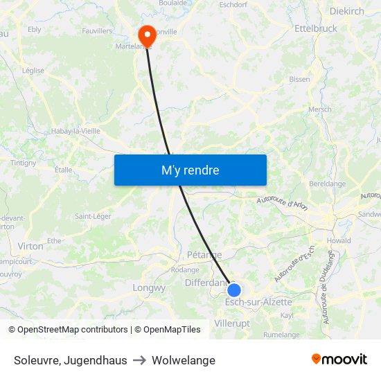 Soleuvre, Jugendhaus to Wolwelange map