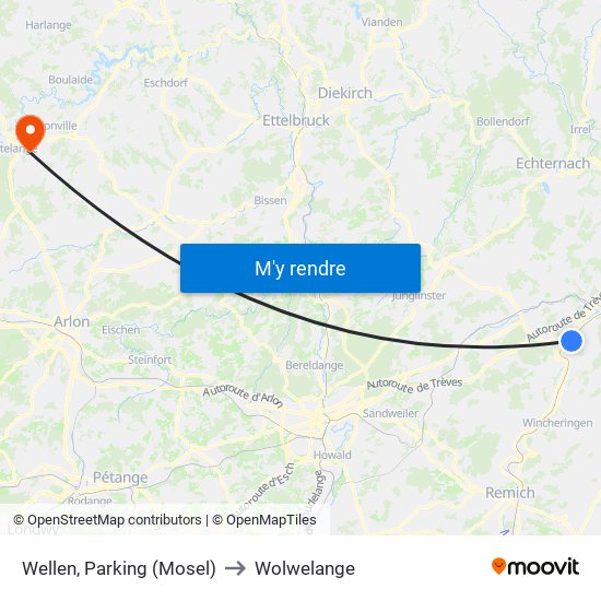 Wellen, Parking (Mosel) to Wolwelange map