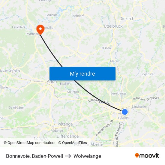 Bonnevoie, Baden-Powell to Wolwelange map