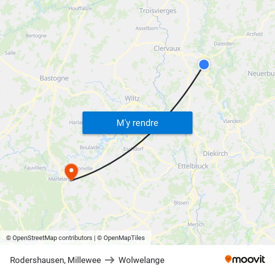 Rodershausen, Millewee to Wolwelange map