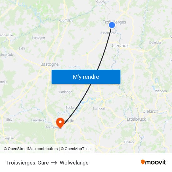 Troisvierges, Gare to Wolwelange map