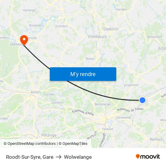 Roodt-Sur-Syre, Gare to Wolwelange map