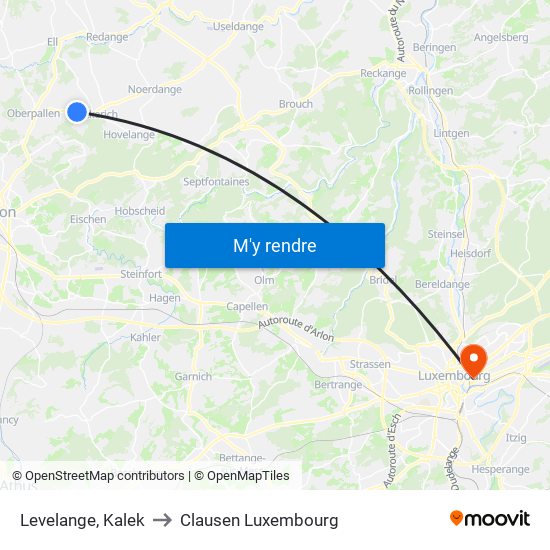 Levelange, Kalek to Clausen Luxembourg map