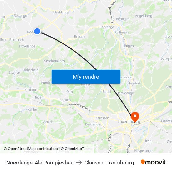 Noerdange, Ale Pompjesbau to Clausen Luxembourg map