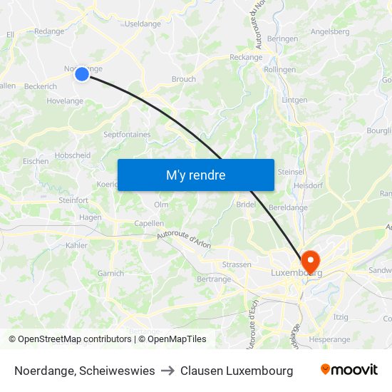 Noerdange, Scheiweswies to Clausen Luxembourg map