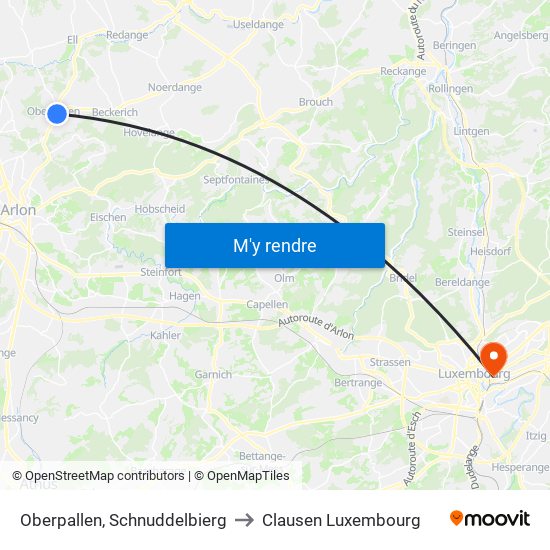 Oberpallen, Schnuddelbierg to Clausen Luxembourg map