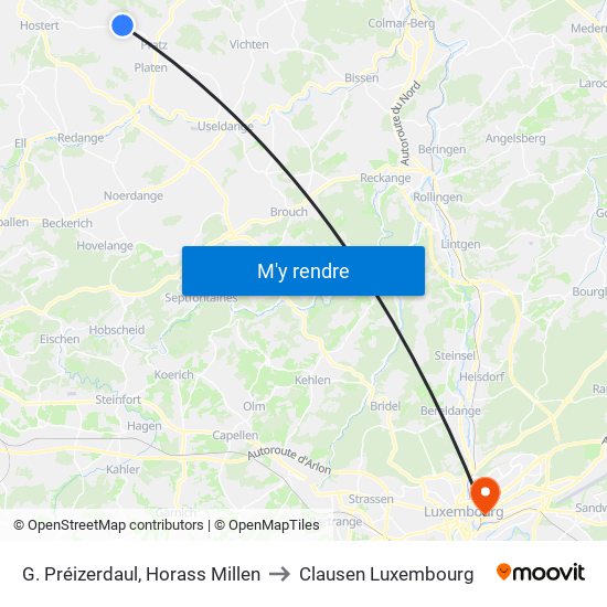 G. Préizerdaul, Horass Millen to Clausen Luxembourg map