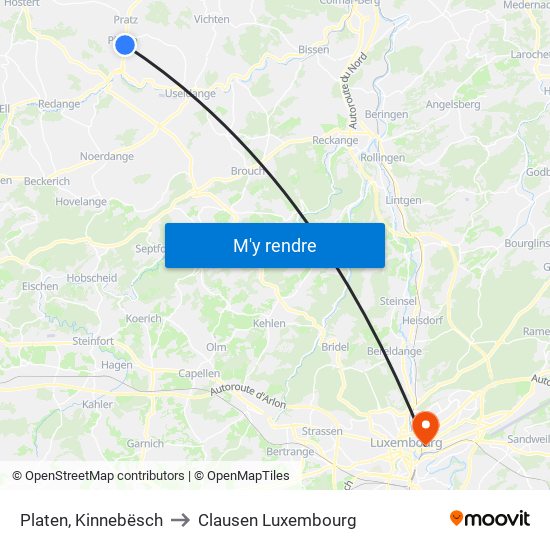 Platen, Kinnebësch to Clausen Luxembourg map