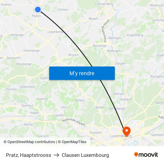Pratz, Haaptstrooss to Clausen Luxembourg map