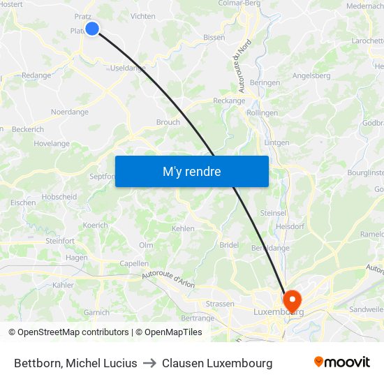 Bettborn, Michel Lucius to Clausen Luxembourg map