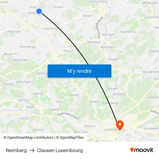 Reimberg to Clausen Luxembourg map