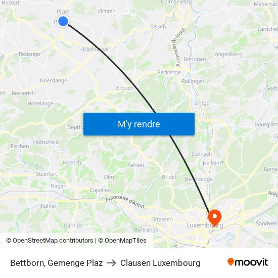Bettborn, Gemenge Plaz to Clausen Luxembourg map
