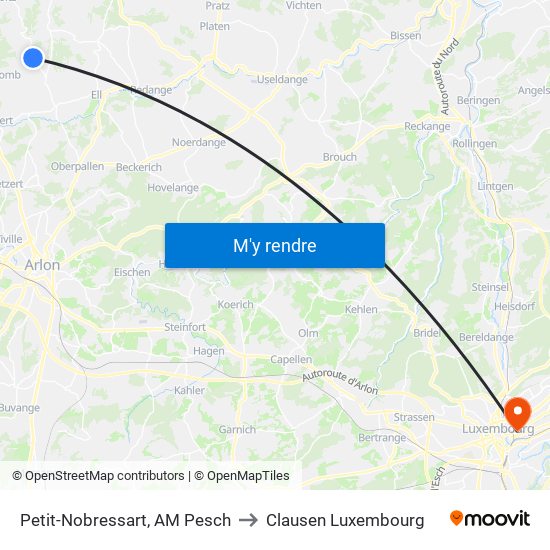 Petit-Nobressart, AM Pesch to Clausen Luxembourg map