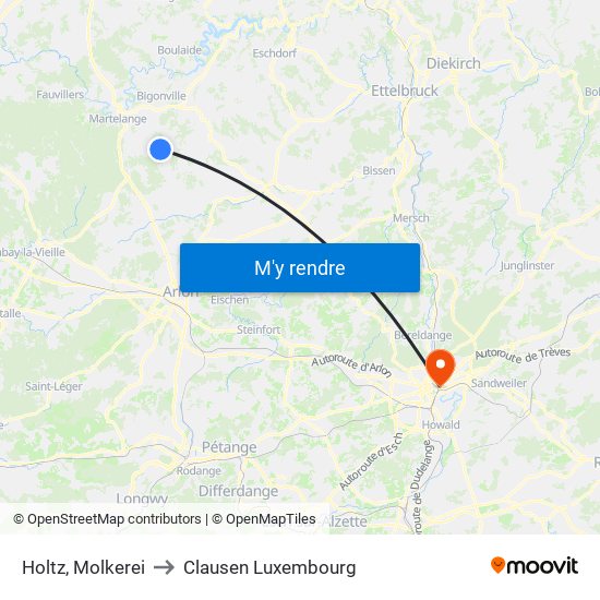 Holtz, Molkerei to Clausen Luxembourg map