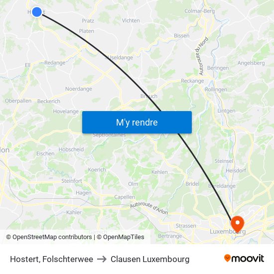 Hostert, Folschterwee to Clausen Luxembourg map