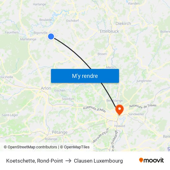 Koetschette, Rond-Point to Clausen Luxembourg map