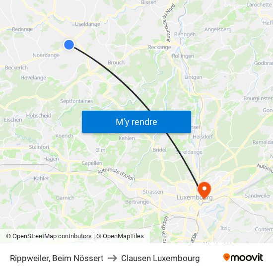 Rippweiler, Beim Nössert to Clausen Luxembourg map