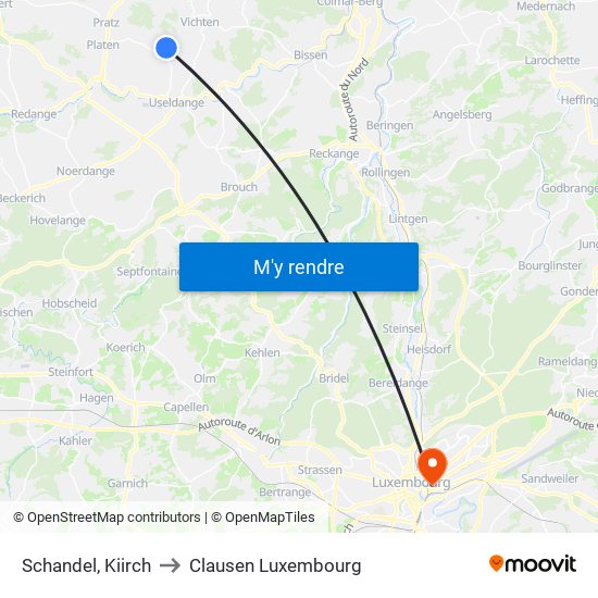 Schandel, Kiirch to Clausen Luxembourg map