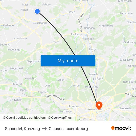 Schandel, Kreizung to Clausen Luxembourg map