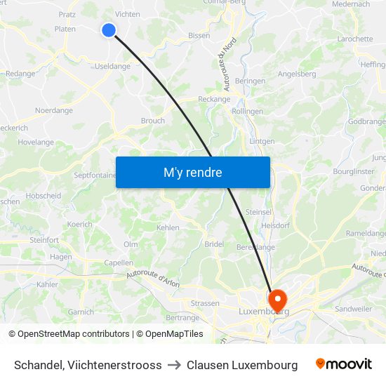 Schandel, Viichtenerstrooss to Clausen Luxembourg map