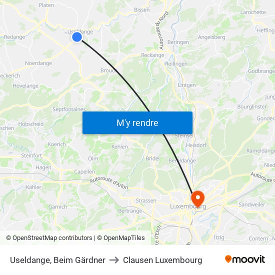 Useldange, Beim Gärdner to Clausen Luxembourg map