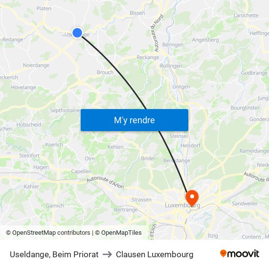 Useldange, Beim Priorat to Clausen Luxembourg map